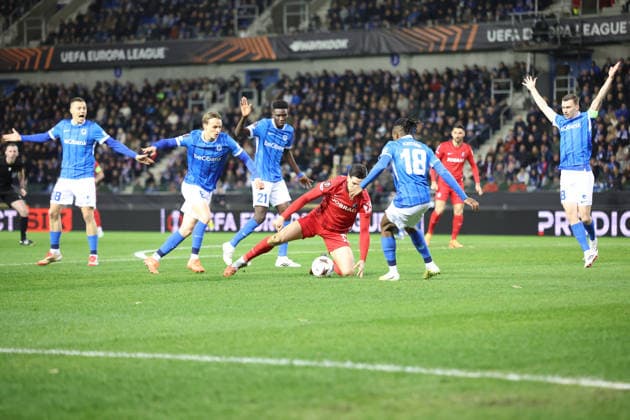 12.03.2026, xrekx, Fussball UEFA Europa League, KRC Genk - SC Freiburg v.l. Igor Matanovic (SC Freiburg) (DFL DFB REGULATIONS PROHIBIT ANY USE OF PHOTOGRAPHS as IMAGE SEQUENCES and or QUASI-VIDEO) Genk