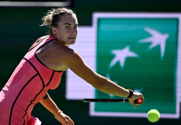 March 12, 2026 Aryna Sabalenka returns a shot against Victoria Mboko (CAN) during their quarterfinals match at the BNP Paribas Open held at the Indian Wells Tennis Garden in Indian Wells, California. California. Mandatory Photo Credit : CSM Tennis 2026: BNP Paribas Open MAR 12  - ZUMAc04_ 20260312_zma_c04_062 Copyright: xCharlesxBausx