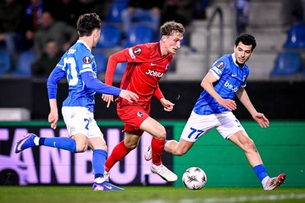 KRC Genk v Freiburg - UEFA Europa League GENK, BELGIUM - MARCH 12 : Patrick Osterhage midfielder of Freiburg during the UEFA Europa League 2025 26 round of 16 match first leg between KRC Genk and Freiburg on March 12, 2026 in Genk, Belgium, 12 03 2026  Copyright: xTomasxSiskx