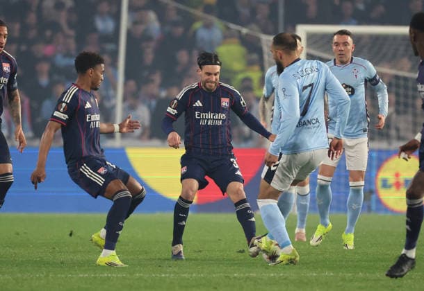 ESP: Real Celta v Olympique Lyonnais, EuropaLeague, 12 March 2026 Nicolas Tagliafico of Olympique Lyonnais in during the UEFA Europe League KO poff, 2st leg between Real Club Celta de Vigo and Olympique Lyonnais at Stadium Municipal ABANCA Balaidos on March 12,2026 in Vigo (Spain) (Photo by Luis de la Mata SportPix Sipa USA Vigo Stadium Municipal Balaidos ABANC Galicia Spain Copyright: xLuisxdexlaxMatax xsportPix.org.ux