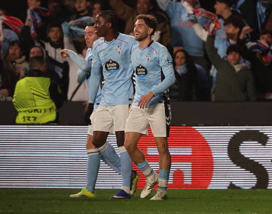 ESP: Real Celta v Olympique Lyonnais, EuropaLeague, 12 March 2026 Javier Rueda of Real Club Celta de Vigo celebrates your first goal n action during the UEFA Europe League KO poff, 2st leg between Real Club Celta de Vigo and Olympique Lyonnais at Stadium Municipal ABANCA Balaidos on March 12,2026 in Vigo (Spain) (Photo by Luis de la Mata SportPix Sipa USA Vigo Stadium Municipal Balaidos ABANC Galicia Spain Copyright: xLuisxdexlaxMatax xsportPix.org.ux