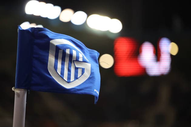 12.03.2026, xrekx, Fussball UEFA Europa League, KRC Genk - SC Freiburg v.l. Eckfahne Logo Wappen Symbolbild (DFL DFB REGULATIONS PROHIBIT ANY USE OF PHOTOGRAPHS as IMAGE SEQUENCES and or QUASI-VIDEO) Genk