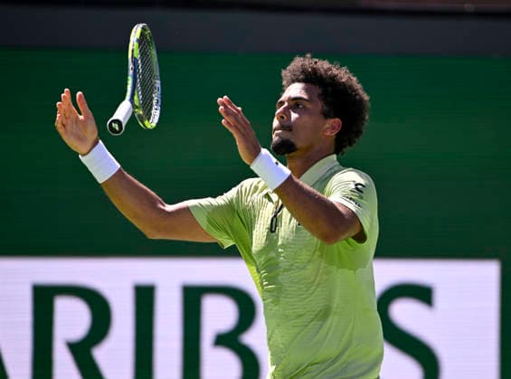 March 12, 2026 Arthur Fils (FRA) reacts to missing a shot against Alexander Zverev (GER) during their quarterfinals match at the BNP Paribas Open held at the Indian Wells Tennis Garden in Indian Wells, California. California. Mandatory Photo Credit : CSM Tennis 2026: BNP Paribas Open MAR 12  - ZUMAc04_ 20260312_zma_c04_123 Copyright: xCharlesxBausx