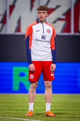 SIGMA OLOMOUC - MAINZ Nikolas Veratschnig of Mainz warmup during the 1st leg Round of 16 of UEFA Conference league football match between Sigma Olomouc and 1. FSV Mainz 05. Olomouc, Czechia, March 12, 2026. Photo by Branislav Racko Copyright: xx 080A7089