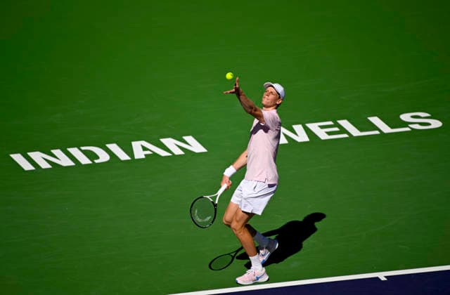 March 12, 2026 Jannik Sinner (ITA) serves against Learner Tien during their quarterfinals match at the BNP Paribas Open held at the Indian Wells Tennis Garden in Indian Wells, California. California. Mandatory Photo Credit : CSM Tennis 2026: BNP Paribas Open MAR 12  - ZUMAc04_ 20260312_zma_c04_130 Copyright: xCharlesxBausx