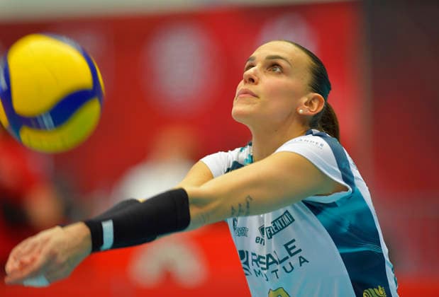 12.3.2026, Chieris Sara Alberti bei der Annahme, Volleyball, CEV-Cup, Halbfinale, Dresdner SC - Reale Mutua Fenera Chieri, (c) Dresden