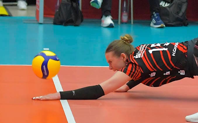 12.3.2026, Dresdens Marta Levinska springt nach dem Ball, Volleyball, CEV-Cup, Halbfinale, Dresdner SC - Reale Mutua Fenera Chieri, (c) Dresden
