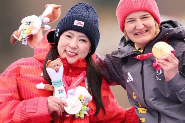 (L to R) Momoka Muraoka (JPN), Anna-Lena FORSTER (GER), MARCH 12, 2026 - Para Alpine Skiing : Women s Giant Slalom Sitting Medal Ceremony during the Milano Cortina 2026 Paralympic Winter games, Winterspiele,Spiele, Summer games at Tofane Alpine Skiing Centre in Cortina d Ampezzo, Italy. Noxthirdxpartyxsales  aflo_323194643
