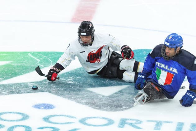 Masahiro Matsushita (JPN), MARCH 12, 2026 - Para Ice hockey, Eishockey : Classification match 5-8th between Italy - Japan during the Milano Cortina 2026 Paralympic Winter games, Winterspiele,Spiele, Summer games at Milano Santagiulia Ice Hockey Arena in Milano, Italy. Noxthirdxpartyxsales  aflo_323253211