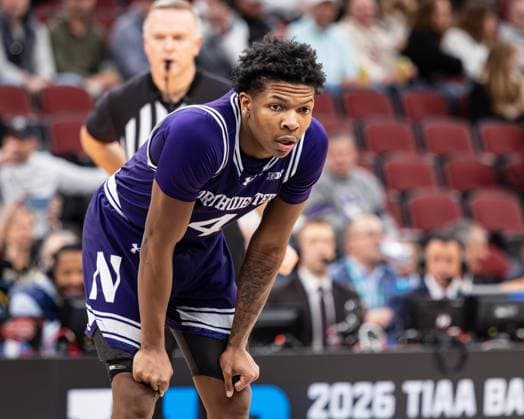 March 12, 2026, Chicago, Illinois, USA: Northwestern basketball player JAYDEN REID looks on during the third round game of the 2026 TIAA Big Ten Men s Basketball Tournament against Purdue at the United Center. 2026 TIAA Big Ten Men s Basketball Tournament: Purdue 81: Northwestern: 68  - ZUMAw173 20260312_zsp_w173_048 Copyright: xLukexWelshx
