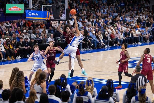 ACC Mens Basketball Championship: Florida State Vs Duke Mar 12 March 13, 2026: Duke Blue Devils guard Cayden Boozer (2) goes to the basket against Florida State Seminoles guard Lajae Jones (10) during the second half of the 2026 ACC Men s Basketball Championship at Spectrum Center in Charlotte, NC. (Scott Kinser CSM) (Credit Image: Â Scott Kinser Cal Media) Charlotte Nc United States EDITORIAL USE ONLY Copyright: xx ZUMA-20260312_zma_c04_277.jpg ScottxKinserx csmphotothree479882