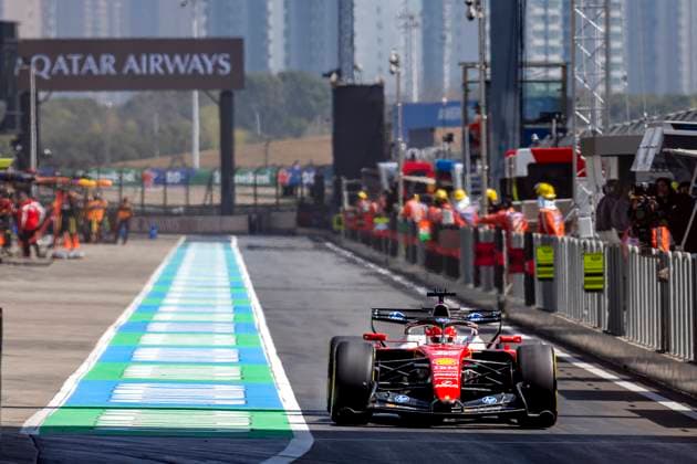 SHANGHAI ï¿½ Formula 1 driver Charles Leclerc of Scuderia Ferrari HP in the pit lane during the Formula 1 China Shanghai free practice and sprint qualifying at the Shanghai International Circuit on March 13, 2025 in Shanghai, China. (Photo by DeFodi Images) -