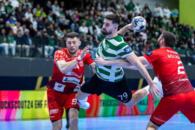 March 12, 2026, Pavilhão Multiusos de Odivelas, Lisbon, Portugal, EHF Champions League 2025 26: Sporting CP vs CS Dinamo Bucuresti; Martim Costa of Sporting CP Copyright: HMBxMedia CarlosxSilva