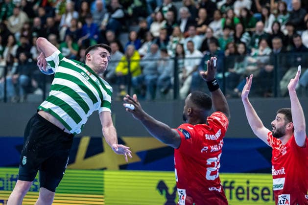 March 12, 2026, Pavilhão Multiusos de Odivelas, Lisbon, Portugal, EHF Champions League 2025 26: Sporting CP vs CS Dinamo Bucuresti; Jan Gurri of Sporting CP Copyright: HMBxMedia CarlosxSilva