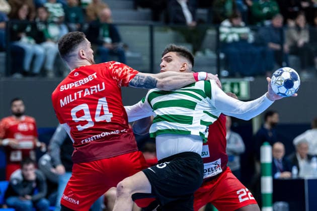 March 12, 2026, Pavilhão Multiusos de Odivelas, Lisbon, Portugal, EHF Champions League 2025 26: Sporting CP vs CS Dinamo Bucuresti; Francisco Costa of Sporting CP Copyright: HMBxMedia CarlosxSilva