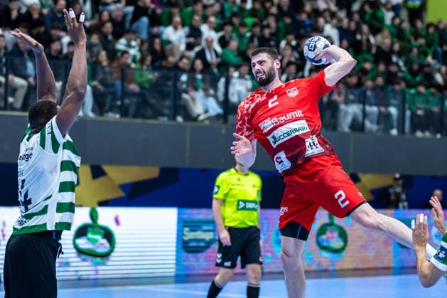 March 12, 2026, Pavilhão Multiusos de Odivelas, Lisbon, Portugal, EHF Champions League 2025 26: Sporting CP vs CS Dinamo Bucuresti; Branko Vujovic of CS Dinamo Bucuresti Copyright: HMBxMedia CarlosxSilva