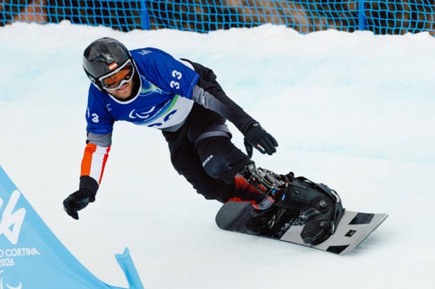 PARALYMPICS - Winter Paralympics Milano Cortina 2026 CORTINA D AMPEZZO,ITALY,13.MAR.26 - PARALYMPICS, SNOWBOARD - Paralympic Winter games, Winterspiele,Spiele, Summer games Milano Cortina 2026, banked slalom, men. Image shows Rene Eckhart (AUT).  GEPAxpictures xMatthiasxTrinkl