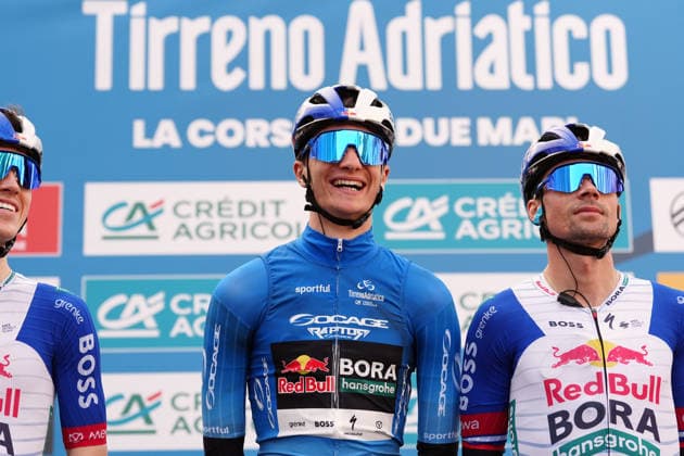 Pellizzari Giulio Of Red Bull - Bora - Hansgrohe during the 184-kilometer Stage 5 of the Tirreno-Adriatico cycling race from Marotta-Mondolfo to Mombaroccio - Italy,- Friday, March 13, 2026. - cycling .  Copyright: xMassimoxPaolone LaPressex