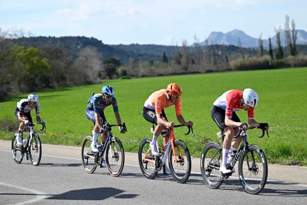 Paris Nice 2026 Stage 6 APT, FRANCE - MARCH 13 : Cras Steff (BEL) of Soudal Quick-Step, Arrieta Igor (ESP) of UAE Team Emirates - XRG, Tarling Joshua (GBR) of INEOS Grenadiers, Kluckers Arthur (LUX) of Tudor Pro Cycling Team during stage 6 of the 84th edition of Paris - Nice an UCI World Tour 2.UWT cycling road race stage for Men Elite of 179.3 km with start in Barbentane and finish in Apt on March 13, 2026 in Apt, France, 13 03 2026 ( Motordriver Guy De Vuyst - Apt France  Copyright: xNicoxVereeckenx