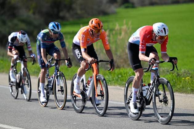 Paris Nice 2026 Stage 6 APT, FRANCE - MARCH 13 : Cras Steff (BEL) of Soudal Quick-Step, Arrieta Igor (ESP) of UAE Team Emirates - XRG, Tarling Joshua (GBR) of INEOS Grenadiers, Kluckers Arthur (LUX) of Tudor Pro Cycling Team during stage 6 of the 84th edition of Paris - Nice an UCI World Tour 2.UWT cycling road race stage for Men Elite of 179.3 km with start in Barbentane and finish in Apt on March 13, 2026 in Apt, France, 13 03 2026 ( Motordriver Guy De Vuyst - Apt France  Copyright: xNicoxVereeckenx
