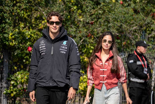 March 13, 2026, Shanghai, Shanghai, China: Mercedes-AMG Petronas F1 Team driver 63 George Russell (GBR) and partner Carmen Montero Mundt at the 2026 Formula 1 Chinese Grand Prix, round 2 of the FIA Formula 1 World Championship, WM, Weltmeisterschaft at Shanghai International Circuit, Shanghai, China on 13 March 2026. Shanghai China - ZUMAr201 20260313_zsp_r201_027 Copyright: xWanxMikhailxRoslanx