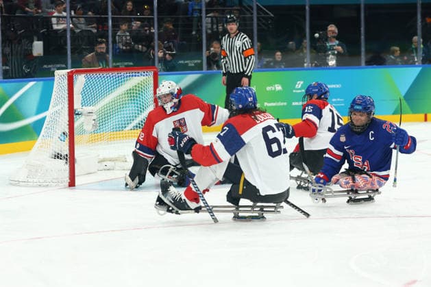 March 13, 2026, Milan, Lombardy, Italy: JOSH PAULS 27 of USA celebrates scoring his side s fourth goal in the Semi Final game between Team United States (USA) and Team Czechia (CZE) at the Milano Cortina 2026 Paralympic Winter games, Winterspiele,Spiele, Summer games USA won 6:1 and advances to the Final. Milan Italy - ZUMAc179 20260313_oly_c179_010 Copyright: xMickaelxChavetx