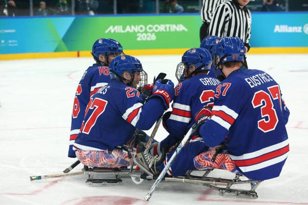 March 13, 2026, Milan, Lombardy, Italy: JOSH PAULS 27 of USA celebrates scoring his side s fourth goal in the Semi Final game between Team United States (USA) and Team Czechia (CZE) at the Milano Cortina 2026 Paralympic Winter games, Winterspiele,Spiele, Summer games USA won 6:1 and advances to the Final. Paralympics 2026: Milano Cortina: Para Ice hockey, Eishockey Men s Semi Final: USA 6:1 CZE  - ZUMAc179 20260313_oly_c179_003 Copyright: xMickaelxChavetx