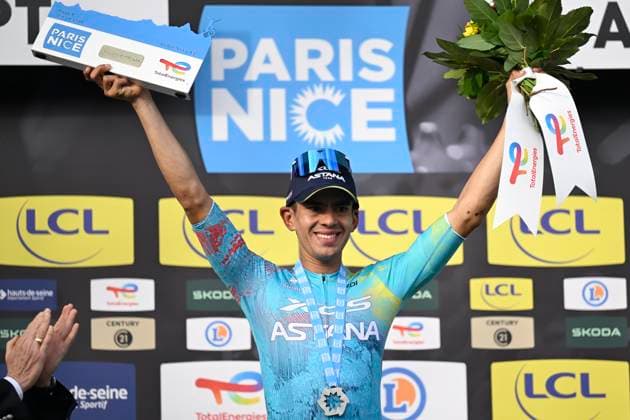 Paris Nice 2026 Stage 6 APT, FRANCE - MARCH 13 : Tejada Harold (COL) of XDS Astana Team pictured during the podium ceremony of stage 6 of the 84th edition of Paris - Nice an UCI World Tour 2.UWT cycling road race stage for Men Elite of 179.3 km with start in Barbentane and finish in Apt on March 13, 2026 in Apt, France, 13 03 2026 ( Motordriver Guy De Vuyst - Apt France  Copyright: xNicoxVereeckenx