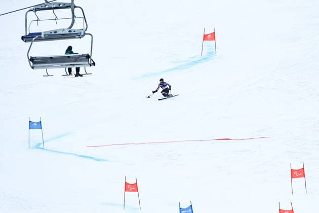 ITALY, VENETO - MARCH 13, 2026: A para athlete competes in the men s para alpine skiing giant slalom sitting event at Tofane Alpine Skiing Centre during the 2026 Winter Paralympic Games, in Cortina d Ampezzo, Province of Belluno 2026 Winter Paralympics: Para Alpine Skiing  - ZUMAt113 20260313_zaa_t113_304 Copyright: xMikhailxTereshchenkox