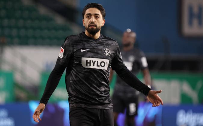 13.03.2026, Fussball, Herren, 2. Bundesliga, Saison 2025 2026, SpVgg Greuther Fürth - SV 07 Elversberg, Immanuel Pherai (SV 07 Elversberg) gestikuliert Fürth Sportpark Ronhof Thomas Sommer Bayern Deutschland (DEU)