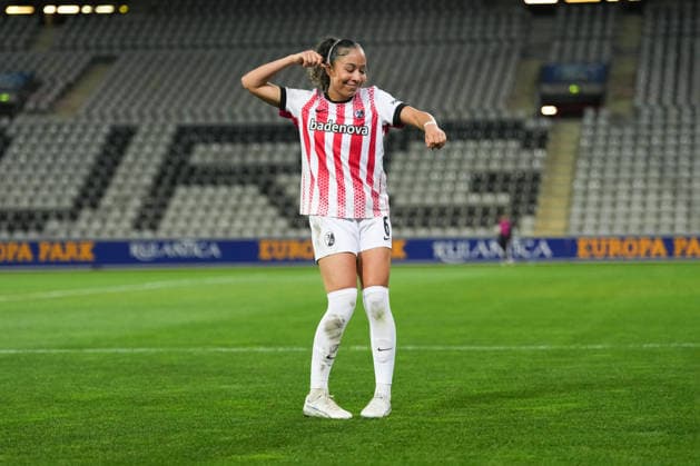 Google Pixel Frauen-Bundesliga: SC Freiburg vs. 1. FC Nürnberg, 13.03.2026 Torjubel zum 1:0 durch Nicole Ojukwu (SC Freiburg, 6) Google Pixel Frauen-Bundesliga: SC Freiburg vs. 1. FC Nürnberg, Dreisamstadion, 13.03.2026 DFB DFL REGULATIONS PROHIBIT ANY USE OF PHOTOGRAPHS AS IMAGE SEQUENCES AND OR QUASI-VIDEO. Copyright: xBEAUTIFULxSPORTS Boscox
