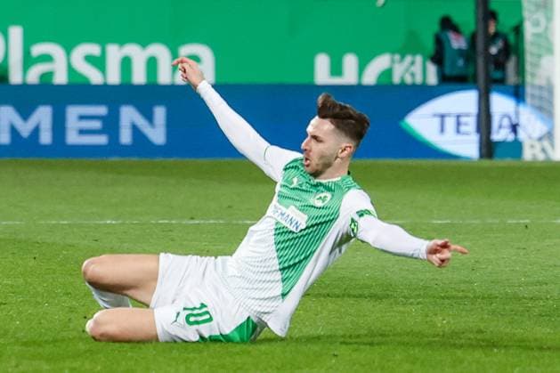 Branimir Hrgota 10 (Spvgg Greuther Fuerth) jubelt nach seinem Tor zum 1:0, Spvgg Greuther Fuerth vs. SV Elversberg Fussball, Maenner, 2. Bundesliga, Saison 2025 2026, Rueckrunde, 26. Spieltag, 13.03.2026 DFB regulations prohibit any use of photographs as image sequences and or quasi-video Fuerth Bayern Deutschland