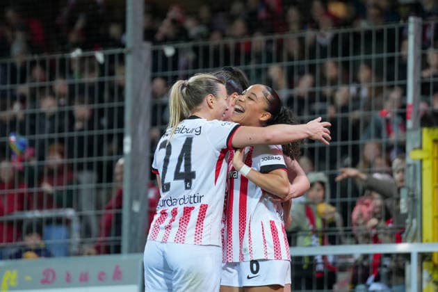 Ingibjörg Sigurdardottir Ingibjoerg Sigurdardottir (SC Freiburg, 24), Nicole Ojukwu (SC Freiburg, 06) Torjubel, Emotionen, Jubel, Torerfolg, Abschluss, Treffer , Deutschland, Fussball, GooglePixel Frauen-Bundesliga, 20.Spieltag, 2025 2026, SC Freiburg vs. 1. FC Nürnberg, 13.03.2026, Dreisamstadion, Freiburg, Deutschland DFB REGULATIONS PROHIBIT ANY USE OF PHOTOGRAPHS AS IMAGE SEQUENCES AND OR QUASI-VIDEO. Freiburg Dreisamstadion Baden-Wuerttemberg Deutschland Copyright: xArnexAmbergx