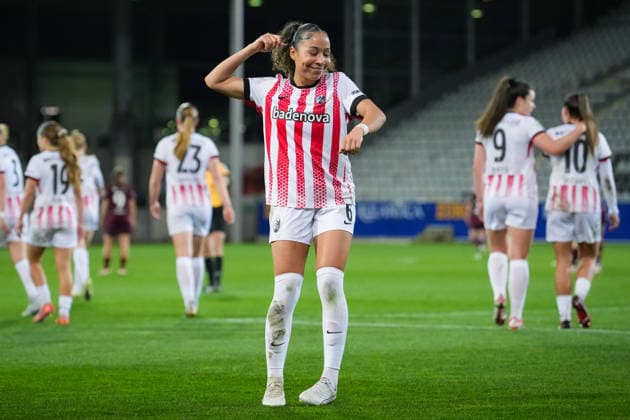 Fussball, Google Pixel Frauen-Bundesliga, 20 .Spieltag, 2025 2026, SC Freiburg vs. 1. FC Nürnberg, 13.03.2026, Dreisamstadion, Freiburg,: Nicole Ojukwu (SC Freiburg, Frauen 6) Tor, Torjubel, Freiburg Dreisamstadion Baden-Württemberg Deutschland Copyright: xFINLEYxMÖRCHx