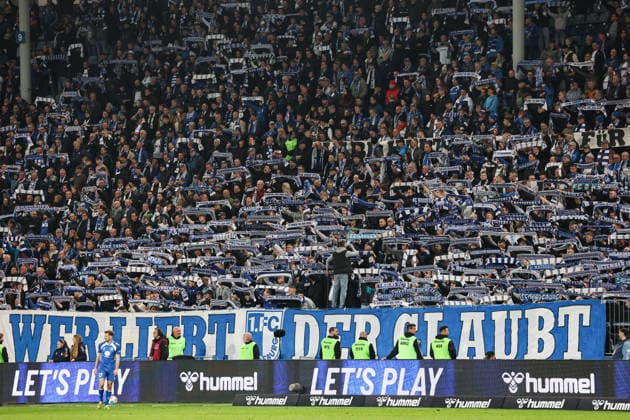 Der Fanblock vom 1. FC Magdeburg ist zum heutigen Spiel gesperrt, die Fans stehen im Block zehn - 2. Fußball Bundesliga Saison 2025-2026 1. FC Magdeburg vs. SV Darmstadt 98 in der Avnet Arena in Magdeburg - Aktion,Fußball,Mann,Männer,Deutschland,13.03.2026