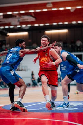 BB-2BL SBB Baskets - HAKRO Merlins Crailsheim Kevin Wohlrath (SBB Baskets) waehrend der Saison 2025-2026 in der 2. Barmer Basketball Bundesliga Pro A am 26. Spieltag zwischen SBB Baskets und HAKRO Merlins Crailsheim in der Wolfgang-Lakenmacher-Halle am 13. March 2026 in Magdeburg, Sachsen Anhalt, Deutschland