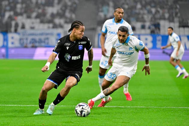 FOOTBALL : Olympique de Marseille VS AJA Auxerre - Ligue 1 McDonald s - 13 03 2026 KÃ vin Danois (AJA) - Ligue 1 McDonald™s match between Olympique de Marseille and AJA Auxerre on March 13, 2026 at the Orange Velodrome Stadium in Marseille. MarseilleFrance  Copyright: xWilliamxCannarellax