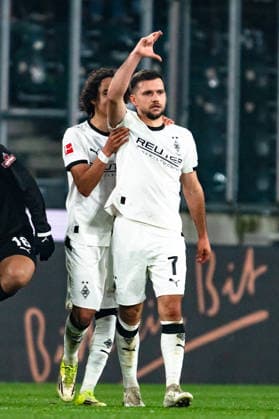 Deutschland: Bundesliga 2025 2026 Borussia Mönchengladbach vs. FC St. Pauli 26. Spieltag Freitag, 13.03.2026 Borussia-Park (Nordrhein-Westfalen) Tor zum 1:0 durch Kevin Stöger (7, Borussia Mönchengladbach) Jubel Freude Emotionen Torjubel *** Germany Bundesliga 2025 2026 Borussia Mönchengladbach vs FC St Pauli 26 Matchday Friday, 13 03 2026 Borussia Park Nordrhein Westfalen Goal for 1 0 by Kevin Stöger 7, Borussia Mönchengladbach Cheers Joy Emotions Goal celebration Copyright: xCelinaxLeiersx