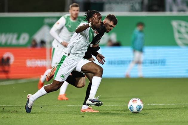 Noel Futkeu, SGF, im Rückrundenspiel der Saison 2025 2026 zwischen SpVgg Greuther Fürth und SV Elversberg (2:0) in Fürth; 13 03 2026; -