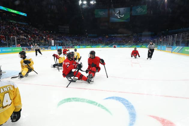 March 13, 2026, Milan, Lombardy, Italy: LIAM HICKEY 23 of Canada scores his side s fourth goal in the Semi Final game between Team Canada (CAN) and Team China (CHN) at the Milano Cortina 2026 Paralympic Winter games, Winterspiele,Spiele, Summer games Canada won 4:2 and advances to the Final against USA. Milan Italy - ZUMAc179 20260313_oly_c179_197 Copyright: xMickaelxChavetx