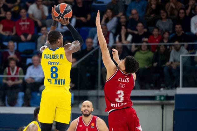 BASKET - Euroleague - EA7 Emporio Armani Milano vs Maccabi Tel Aviv Lonnie Walker IV (Maccabi Tel Aviv) attempt a three points shot during EA7 Emporio Armani Milano vs Maccabi Tel Aviv, Basketball Euroleague match in Assago (MI), Italy, March 13 2026 Assago (MI) Italy  Copyright: xIPAxSport ABACAx