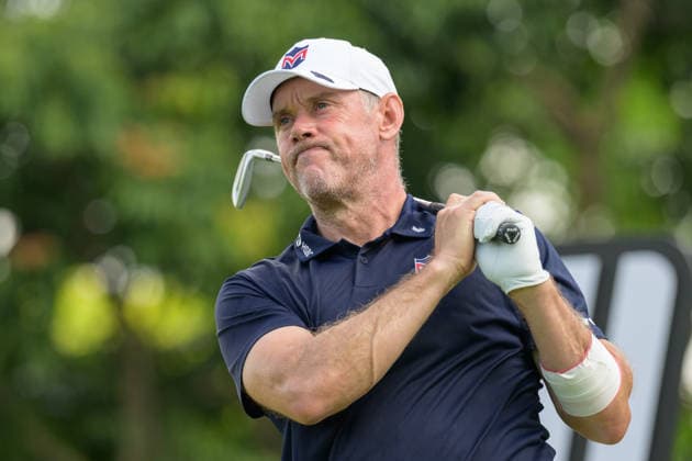March 14, 2026, Singapore, Ingapore, Singapore: Englands, Lee WESTWOOD tees off on the 8th hole. LIV Golf Round 3 Singapore Singapore Singapore - ZUMAr144 20260314_zap_r144_025 Copyright: xJaynexRussellx