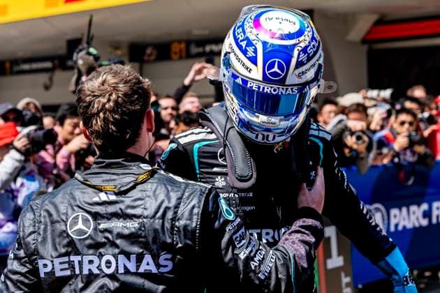 SHANGHAI - Formula 1 driver George Russell of Mercedes AMG-Petronas Formula One Team during the Formula 1 China Shanghai sprint race at the Shanghai International Circuit on March 14, 2025 in Shanghai, China. (Photo by DeFodi Images) -
