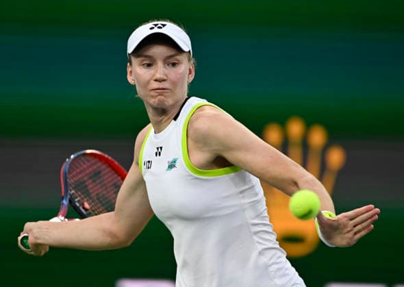 March 13, 2026 Elena Rybakina of Kazakhstan returns a shot against Elina Svitolina of Ukraine during their semifinal match at the BNP Paribas Open held at the Indian Wells Tennis Garden in Indian Wells, California. California. Mandatory Photo Credit : CSM Indian Wells United States of America - ZUMAc04_ 20260313_zma_c04_262 Copyright: xCharlesxBausx