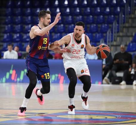 March 13, 2026, Sabadell, Barcelona, Spain: Barcelona Spain 13.03.2026 Tomas Satoransky ( FC Barcelona, Barca and Vasilije Micic (Hapoel Ibi Tel Aviv) battle for the ball during the Basketball Euroleague match between FC Barcelona and Hapoel Ibi Tel Aviv at Palau Blaugrana on13 March 2026 in Barcelona. Basketball Euroleague: FC Barcelona 75-80 Hapoel Ibi Tel Aviv  - ZUMAu50_ 20260313_zsp_u50_019 Copyright: xXavixUrgelesx