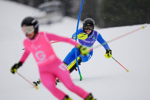 CORTINA, ITALIEN 20260314 Italiens Martina Vozza under lördagens slalom (damer, synskadade) i Paralympics i Tofane Alpine Skiiing Center, Cortina. *** Bilden ingar i SPORTPAKET. För övriga BETALBILD *** CORTINA ITALIEN x9200x *** CORTINA, ITALY 20260314 Italys Martina Vozza during Saturdays womens slalom, visually impaired in the Paralympics in Tofane Alpine Skiing Center, Cortina Picture in SPORT PACKAGE For others PAY PICTURE CORTINA ITALY x9200x  Copyright: xBjörnxLarssonxRosvall TTx PARALYMPICS 2026 SLALOM DAMER