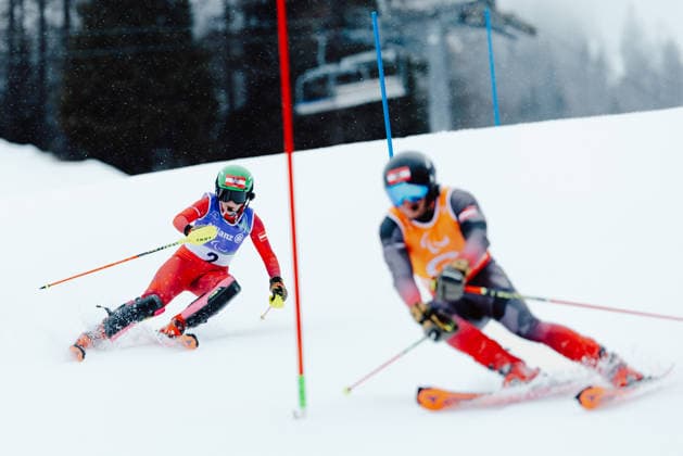 PARALYMPICS - Winter Paralympics Milano Cortina 2026 CORTINA D AMPEZZO,ITALY,14.MAR.26 - PARALYMPICS, ALPINE SKIING - Paralympic Winter games, Winterspiele,Spiele, Summer games Milano Cortina 2026, slalom, women. Image shows Elina Stary and guide Stefan Winter (AUT).  GEPAxpictures xMaticxKlansek