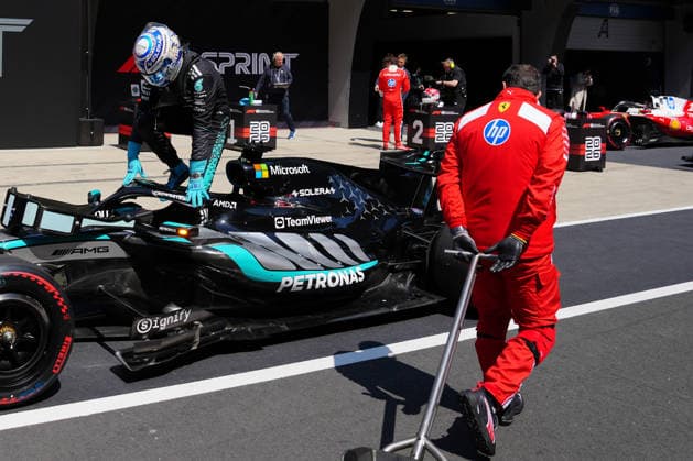 March 14, 2026, Shanghai, China: Sprint winner George Russell of Great Britain and Mercedes AMG Petronas F1 team celebrates in parc ferme during the Sprint ahead of the F1 Grand Prix of China at Shanghai International Circuit. Sprint & Qualifying F1 Grand Prix Of China In Shanghai, China - 14 Mar 2026  - ZUMAs197 20260314_aaa_s197_002 Copyright: xPolyxFeix