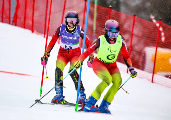 Milano Cortina 2026 Paralympic Winter games, Winterspiele,Spiele, Summer games - Para Alpine Skiing Maya Fuegenschuh und Guide Johanna Holzmann von Team Deutschland beim Para Alpine Skiing Slalom der Frauen bei Milano Cortina 2026 Paralympic Winter Games am 14.03.2026 *** Milano Cortina 2026 Paralympic Winter Games Para Alpine Skiing Maya Fuegenschuh and guide Johanna Holzmann from Team Germany in the womens Para Alpine Skiing Slalom at Milano Cortina 2026 Paralympic Winter Games on 14 03 2026 Copyright: xBEAUTIFULxSPORTS MarcusxHartmannx