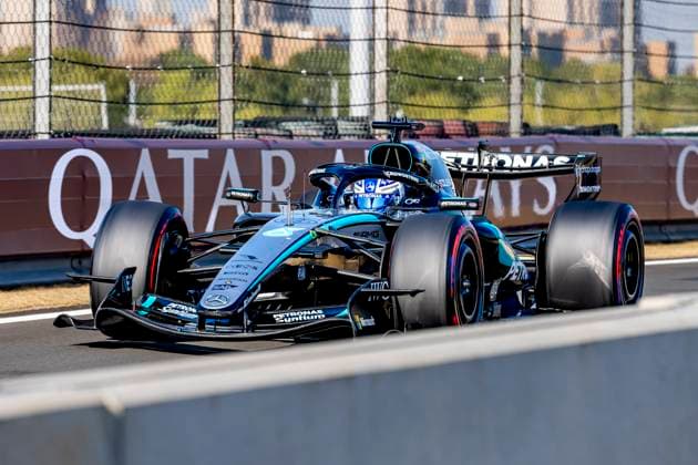 SHANGHAI - Formula 1 driver George Russell of Mercedes AMG-Petronas Formula One Team during the Formula 1 China Shanghai qualifying at the Shanghai International Circuit on March 14, 2025 in Shanghai, China. (Photo by DeFodi Images) -
